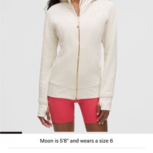 Lululemon Scuba full zip Hoodie Plush. Gold zipper - Heathered Bone color